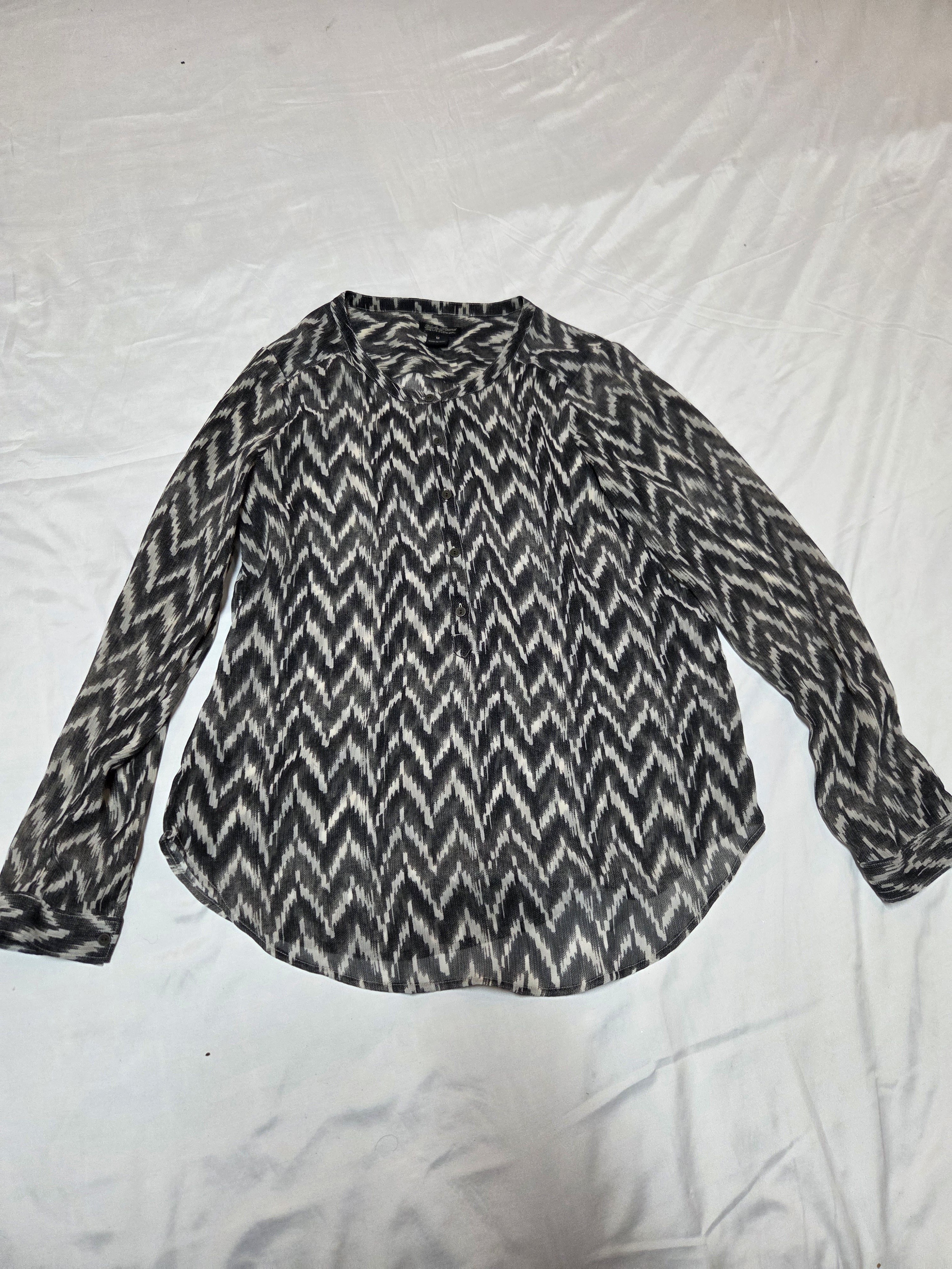 Lucky Brand Black & White Chevron Button-Up Blouse
